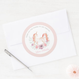 Sticker Rond Fleur Unicorne magique fête d'anniversaire Favoris