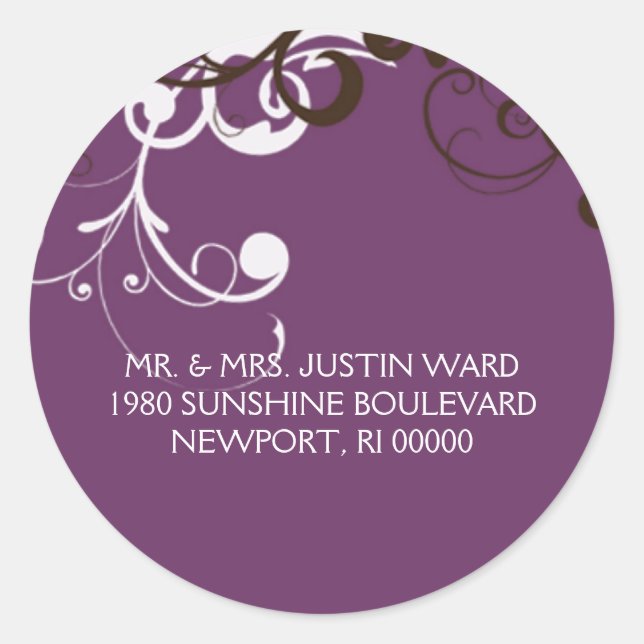 Sticker Rond fleurir ; adresse violette (Devant)