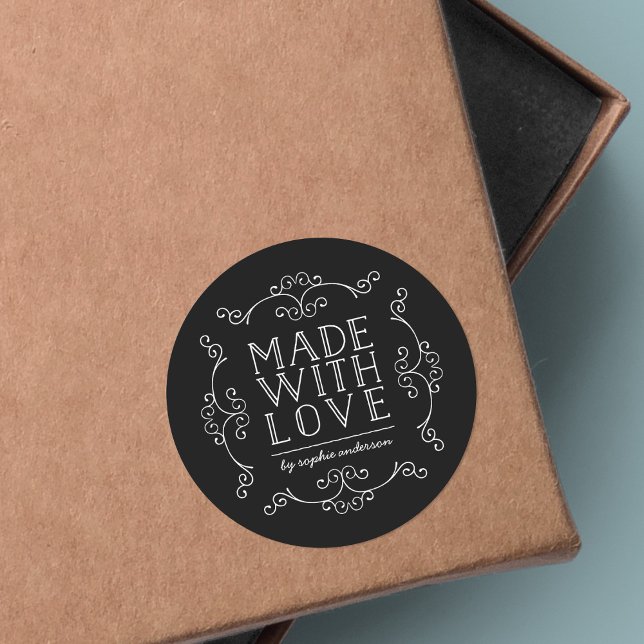 Sticker Rond Fleurons de couleur modifiables faits avec amour (Créateur téléchargé)