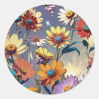 Sticker Rond Fleurs