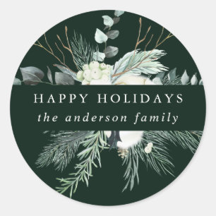 Sticker Rond Fleurs à feuillage persistant et coton Joyeuses Va