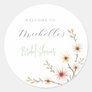 Sticker Rond Fleurs à l'aquarelle Fête de mariage adorable