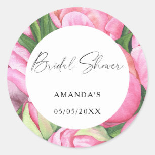 Sticker Rond Fleurs aquarelle - douche de mariée