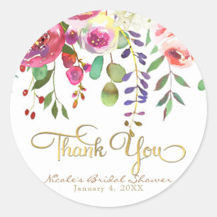 Sticker Rond Fleurs aquarelles florales modernes colorées maria