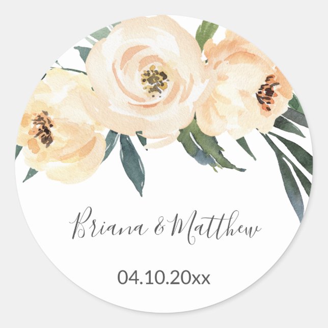 Sticker Rond Fleurs beiges Faveurs de mariage (Devant)