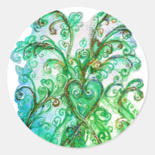 Sticker Rond FLEURS BLANCHES bleu vif vert blanc