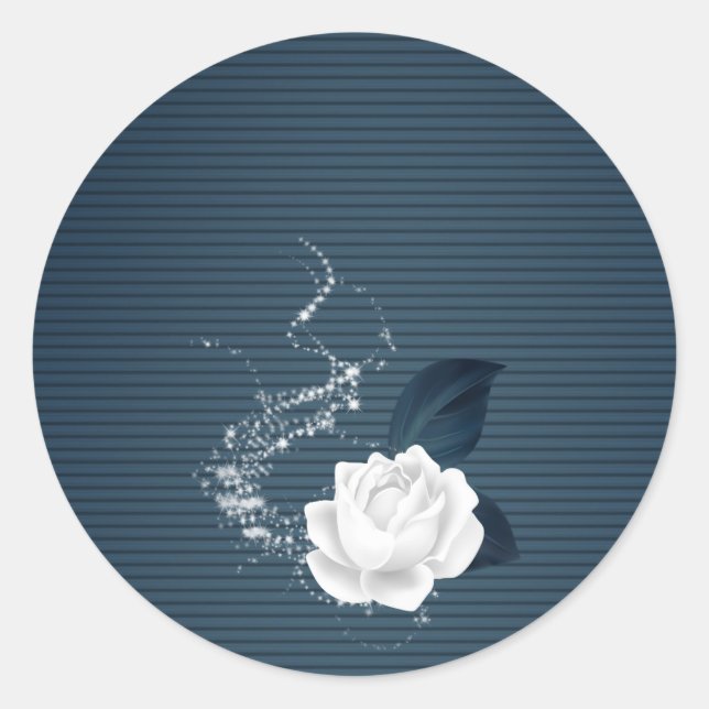 Sticker Rond fleurs blanches et feuilles de marine (Devant)