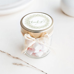 Sticker Rond Fleurs blanches minimalistes Merci de couronne cla