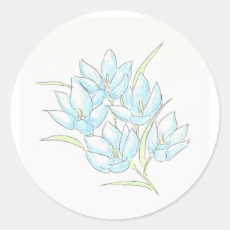 Sticker Rond Fleurs bleu clair