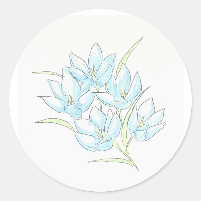 Sticker Rond Fleurs bleu clair (Devant)