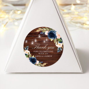 Sticker Rond Fleurs bleues de la Marine Mariage rustique