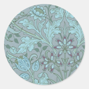 Sticker Rond Fleurs Bleues Pastel