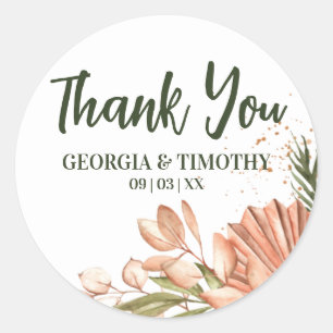 Sticker Rond Fleurs Boho Élégantes, Merci