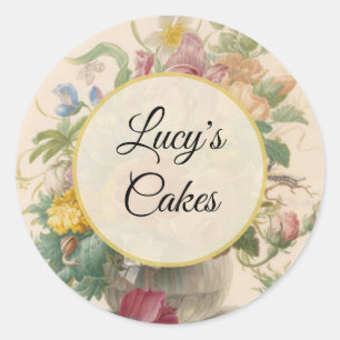 Sticker Rond Fleurs botaniques florales vintage personnalisées
