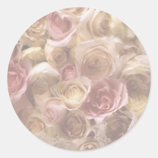 Sticker Rond Fleurs Bouquet Mariage Invitations Enveloppe Phoqu (Devant)