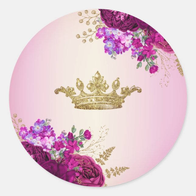 Sticker Rond Fleurs Bourgogne Tiara Crown (Devant)