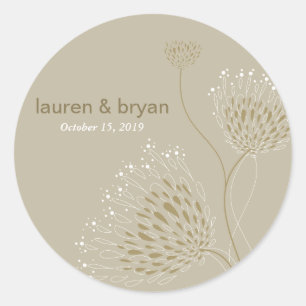Sticker Rond Fleurs Chrysanthemum Floral Soirée de mariage élég