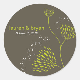 Sticker Rond Fleurs Chrysanthemum Floral Soirée de mariage élég