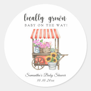 Sticker Rond Fleurs Cultivées Localement Marché des Producteurs