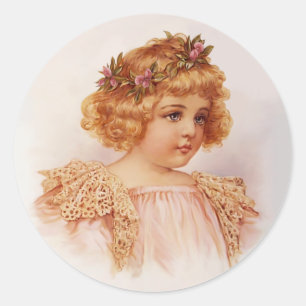 Sticker Rond Fleurs dans ses cheveux