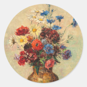 Sticker Rond Fleurs dans un vase, vers 1910