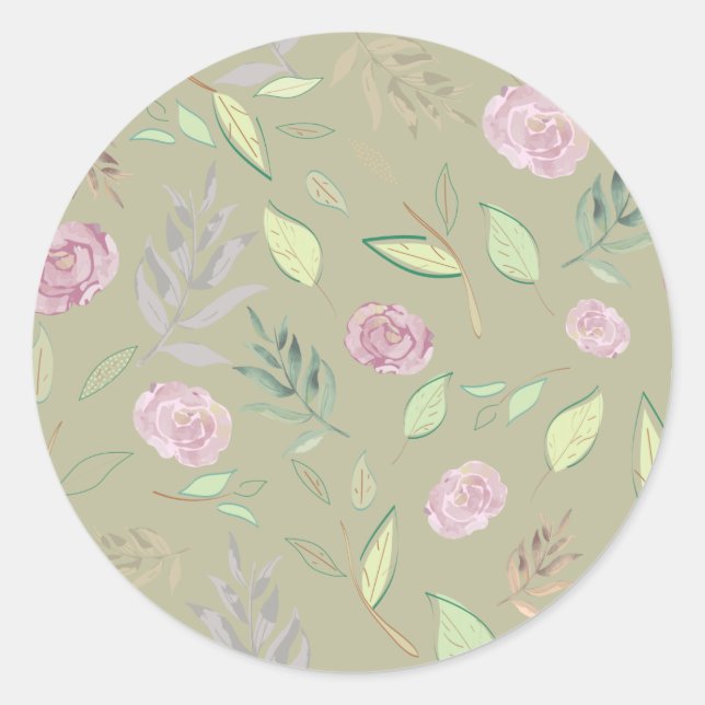Sticker Rond Fleurs d'aquarelle festive 5 (Devant)