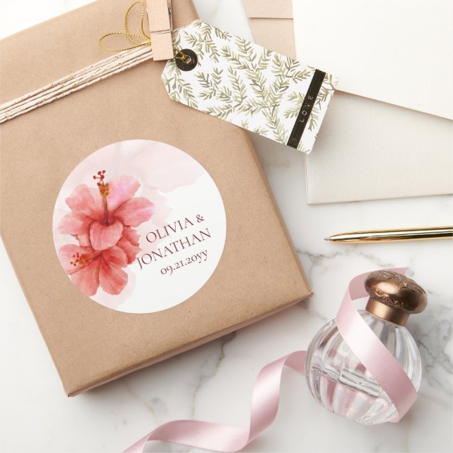 Sticker Rond Fleurs d'aquarelle romantique Mariage Faveur (Cadeaux)