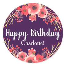 Fleurs d'aquarelle violette tendance Anniversaire