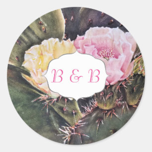 STICKER ROND FLEURS DE CACTUS PEAR