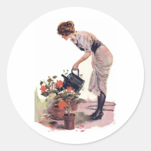 Sticker Rond Fleurs de canettes pour femme vintage