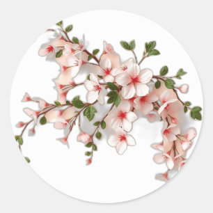 Sticker Rond Fleurs de cerisiers Art Nouveau avec du lierre
