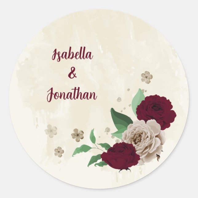 Sticker Rond Fleurs de champagne de Bourgogne mariage (Devant)