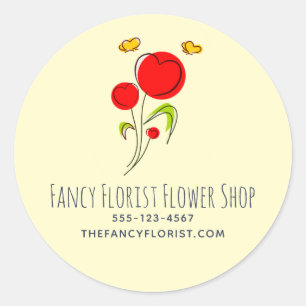 Sticker Rond Fleurs de Coeur Rouge mignonne Illustration Busine