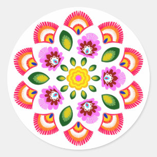 Sticker Rond fleurs de design polonais