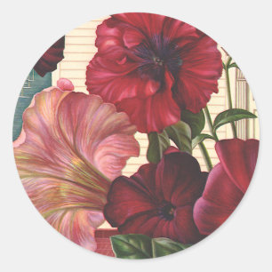 Sticker Rond Fleurs de gloire du matin vintage dans le jardin