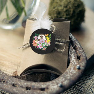 Sticker Rond Fleurs de hérisson mignonnes