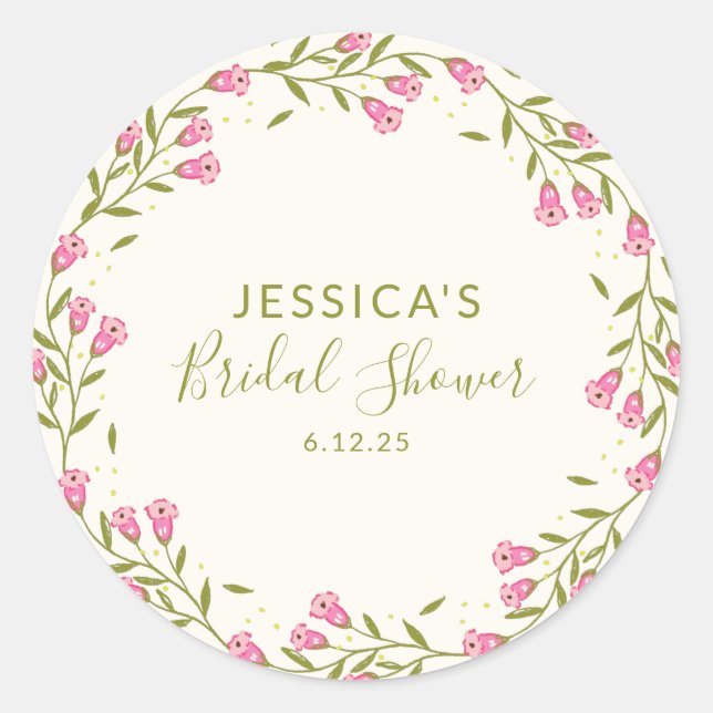 Sticker Rond Fleurs de jardin rose rustique Fête des mariées pe (Devant)