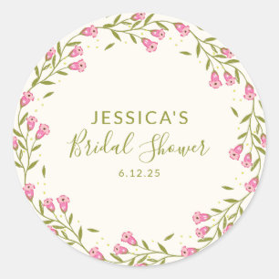 Sticker Rond Fleurs de jardin rose rustique Fête des mariées pe