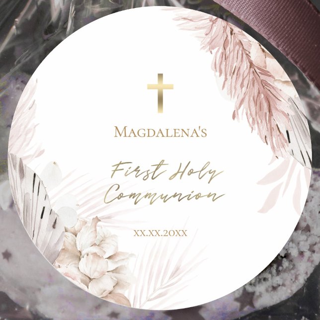 Sticker Rond Fleurs de la première sainte communion (Créateur téléchargé)