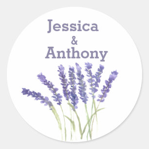 Sticker Rond Fleurs de lavande aquarelle herbes rustiques