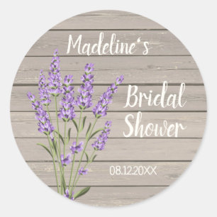 Sticker Rond Fleurs de lavande violettes sur bois Mariage  Cla