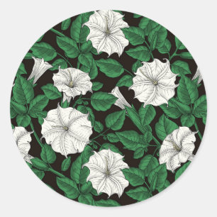 Sticker Rond Fleurs de lune 2