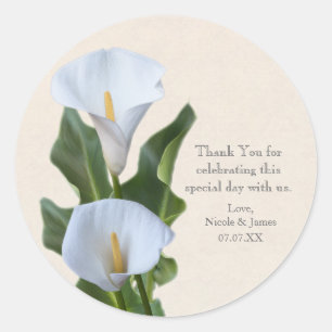 Sticker Rond Fleurs de lys calla Floral Élégant Mariage de mari