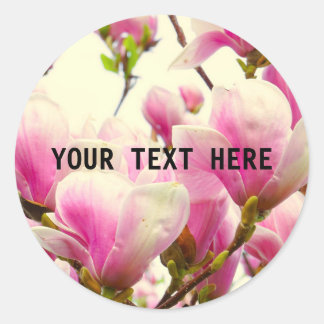 Sticker Rond Fleurs de Magnolia Floral Botanical Blossom Chic
