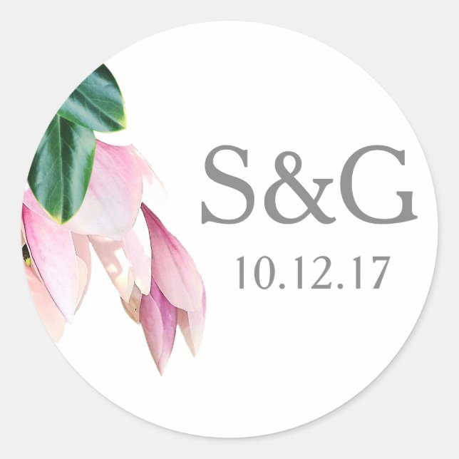 Sticker Rond Fleurs de Magnolia Rose Sud (Devant)