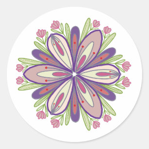 Sticker Rond Fleurs de mandala auto-amoureuses