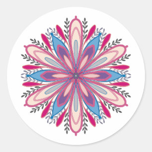 Sticker Rond Fleurs de mandala auto-amoureuses