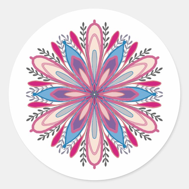Sticker Rond Fleurs de mandala auto-amoureuses (Devant)