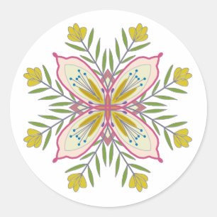 Sticker Rond Fleurs de mandala auto-amoureuses