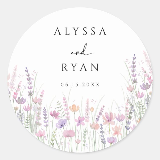 Sticker Rond Fleurs de mariage sauvage en pâte tendre (Devant)